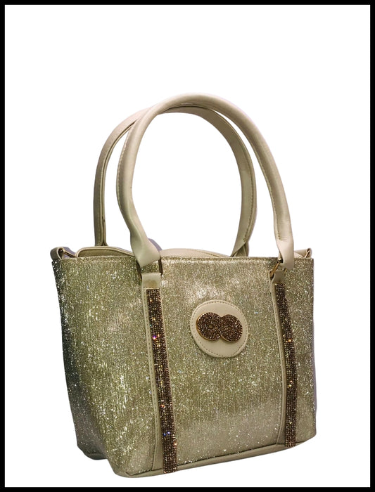 Glittery Alpha Buckle Hand Bag